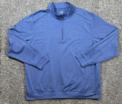 Cutter & Buck CB Drytec Pullover 1/4 Zip Men’s Size 2XL Long Sleeve Stretch Blue - Image 1 of 4