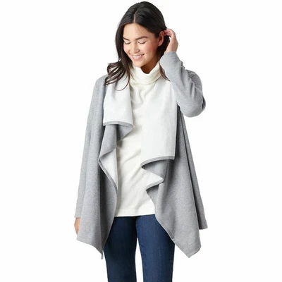 UGG JANNI Manta de Vellón Chaqueta Corta Abierta Cárdigan Gris Talla Pequeña Nuevo Foto 1 de 4