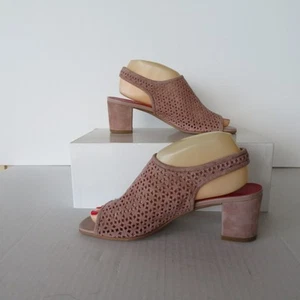 Sesto Meucci Women's Sz 13 M Beige Nubuck Cut Out Sandals Heels Slides Slings - Picture 1 of 12