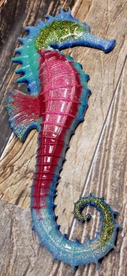 Гигантский блестящий морской конек смола художественный декор 15,5 «высокий x 6» широкий без крючков  - Изображение 1 из 4