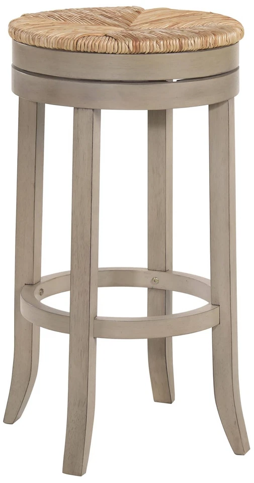 Irving 30" Weathered Gray Wood and Rush Swivel Bar Stool - Image 1 of 1