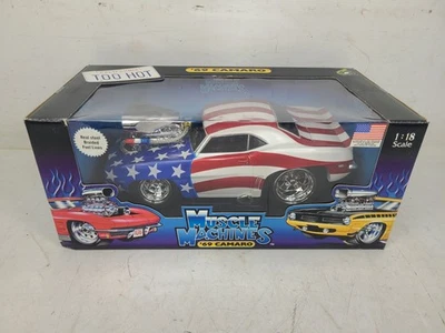 (NEW) Muscle Machines 1969 Stars & Stripes Chevy Camaro Diecast 1:18 Scale - Image 1 of 4