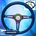 Metallic Blue Wood Neo Chrome Center Deep Dish Steering Wheel + Type-R Button