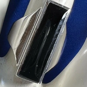 Vintage 1" N to S Onyx sterling silver 0.925 ring cocktail band size 6.5 A35 - Picture 1 of 5