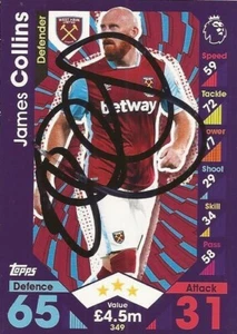 JAMES COLLINS* SIGNED WEST HAM 2016/2017 MATCH ATTAX TRADING CARD+COA - Imagen 1 de 1