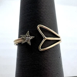 14K 585 Yellow Gold Thin Shooting Star 0.01ctw Diamond Ring! (WMP012321) - Picture 1 of 11