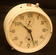 Vintage Wehrle White Alarm Clock Mechanical Wind Up Alarm Decor, Made in Germany