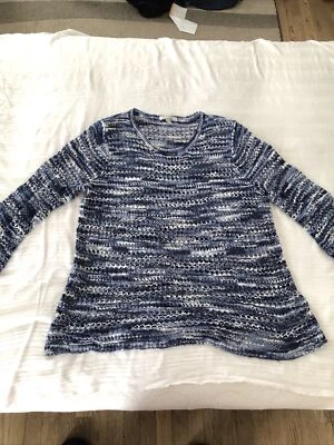 DRESSBARN ladies Blue White 1X Knit Sweater Pullover - Image 1 of 4