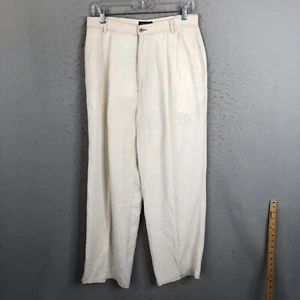 The J. Peterman Company Linen Pants Womens 12 Tan Wide Leg Boho Beach Neutral - Picture 1 of 20