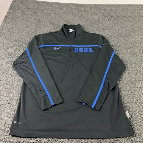 Duke Blue Devils Nike Jacket Mens Large Black 1/4 Zip Pullover Dri-Fit NCAA Cover