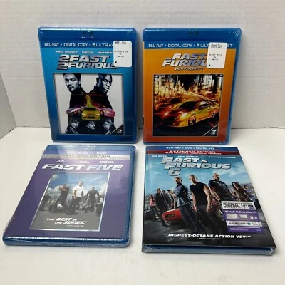 2 Fast 2 Furious Tokyo Drift Fast Five Fast & Furious 6 Blu-ray Lot Paula Walker - Image 1 of 4