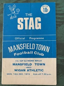 1974 Mansfield V Wigan Athletic Football  Soccer Match Programme - Picture 1 of 3