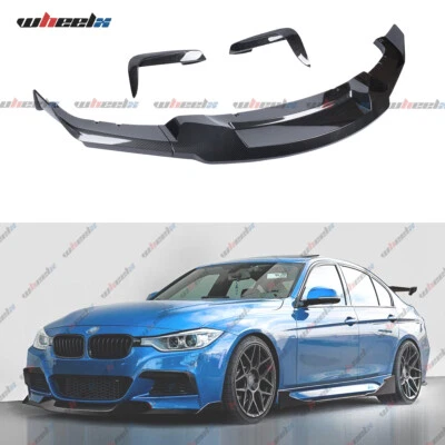 Carbon MAD Style Front Lip Splitter + Bumper Fang For 12-18 BMW F30 F31 M Sport Foto 1 de 4