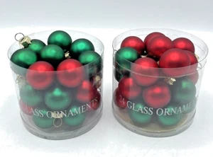 Mini Christmas Ornament Balls Red and  Green Glass Set of 50 - Picture 1 of 5