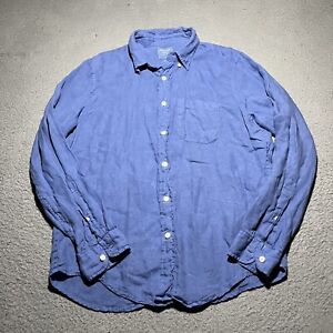 Abercrombie & Fitch Linen Shirt Mens Large Blue Button Up Long Sleeve