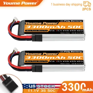 2pcs 11.1V 3300mAh 3S Tr plug LiPo Battery 50C for RC Car Truck Quad Boat - Picture 1 of 6