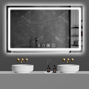 Dimmbar LED Badezimmerspiegel Badspiegel Wandspiegel Beschlagfrei 3 Lichtfarben - Bild 1 von 17