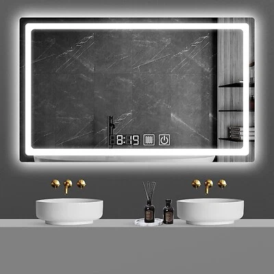 Dimmbar LED Badezimmerspiegel Badspiegel Wandspiegel Beschlagfrei 3 Lichtfarben - Bild 1 von 4