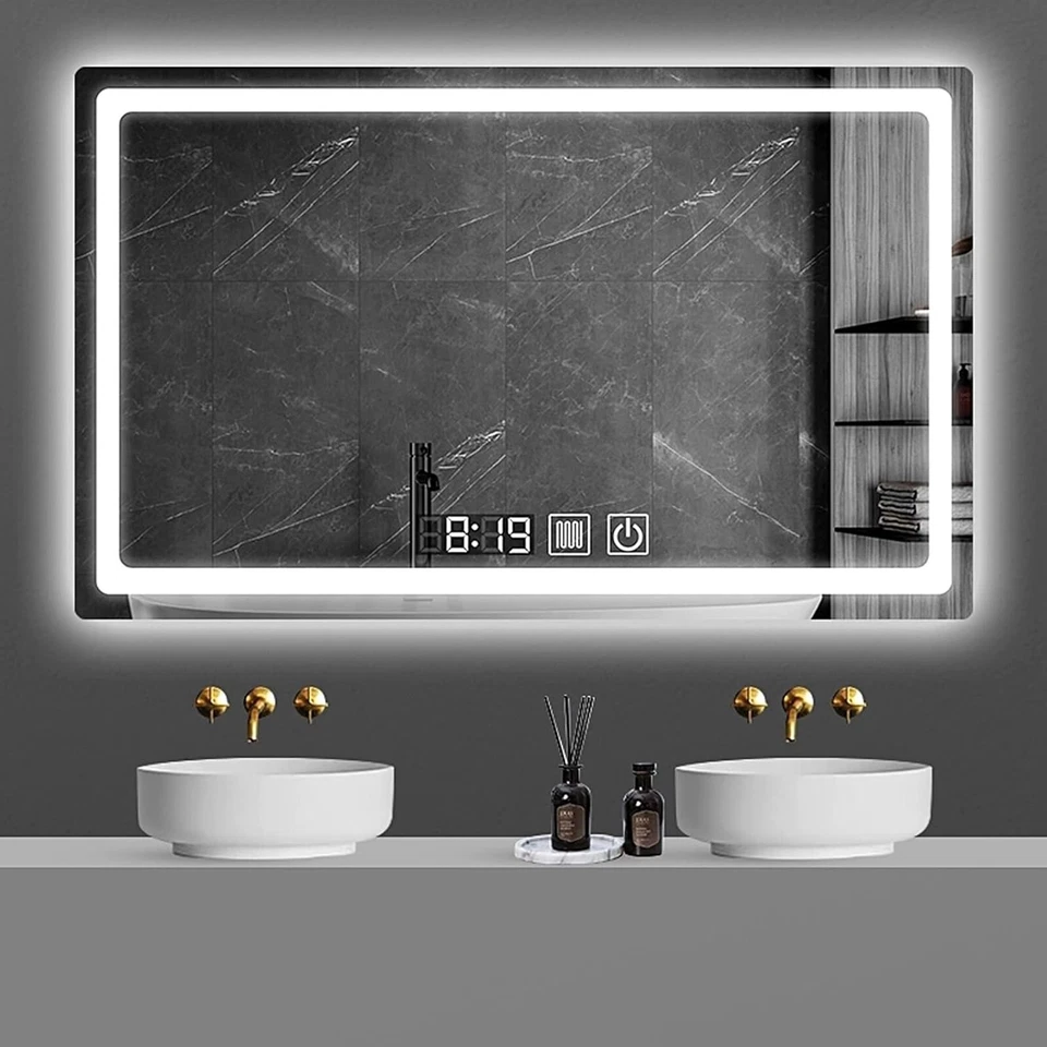 Dimmbar LED Badezimmerspiegel Badspiegel Wandspiegel Beschlagfrei 3 Lichtfarben - Bild 1 von 4