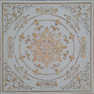 Ceiling tiles false tin bar cafe art decor wall panel PL18 white gold 10pcs/lot - Picture 1 of 11