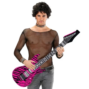 Rocker Instrument rosa Zebra aufblasbar Deko Luftgitarre Musik Rockstar Guitarre - Bild 1 von 3