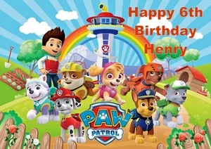 Paw Patrol Personalised A4 Edible Wafer Cake Topper Birthday Party Decoration - Picture 1 of 1
