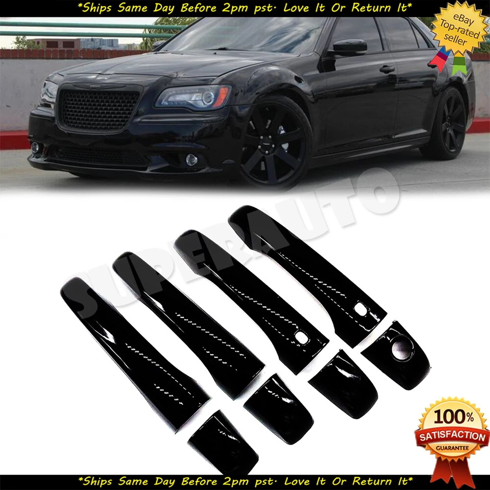 8 cubiertas de manija de puerta negras brillantes para Chrysler 300C Journey 2 SMK 2011-14 Foto 1 de 1