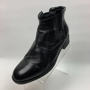 Markenlose Stiefeletten schwarz Leder runde Spitze Reißverschluss Blockabsatz Größe 11 - Bild 1 von 10