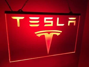 Tesla LED Neon Light Sign 16x12” Game Room ,Garage ,Man Cave ,Bar - Picture 1 of 4