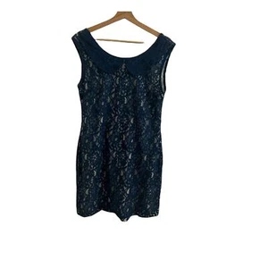 Tulle Womens Dress Lace Blue Peter Pan Collar size medium New Nwt - Picture 1 of 6