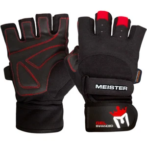 MEISTER HANDGELENKWICKEL GEWICHTSHEBEHANDSCHUHE mit GELPOLSTERUNG Training Fitnessstudio Crossfit BK - Bild 1 von 5