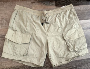 Athletic Works Cargo Shorts Lined 7" Inseam Drawstring Stone Wash Men's 3XL - Picture 1 of 8
