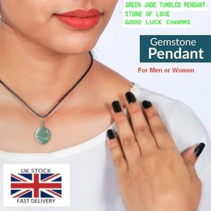 Collar colgante de piedras preciosas caídas de jade verde con cable de plata para hombre/mujer joyería - Imagen 1 de 7