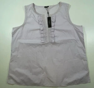Talbots Woman’s Lavender 100% Cotton Sleeveless Ruffle V Neck Blouse XL - Bild 1 von 7
