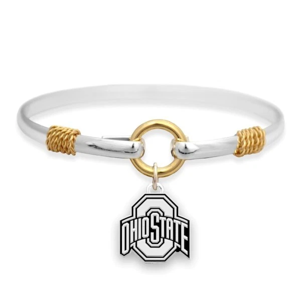 New Ohio State Buckeyes Silver Tone Bangle Charm Bracelet, NCAA,Gift for Her Mom - Image 1 of 1