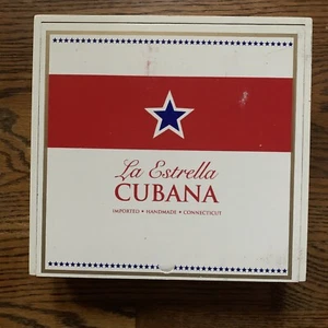 CUBANA CIGAR BOX LA ESTRELLA WOOD BOX Beautiful White And Red Slide Lid - Picture 1 of 6