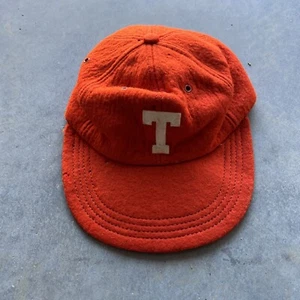 Vintage 40'S 50'S Orange Baseball Wool Texas University Austin UTA Hat Cap - Picture 1 of 5