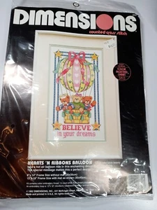 Dimensions Counted Cross Stitch Kit Hearts ‘N Ribbons Balloon #3721 1992 NEW - Picture 1 of 2