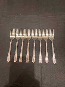 8 Wm Rodgers IS Silverplate Dessert Salad Forks. Beloved - Picture 1 of 6