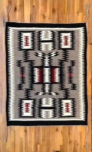 Vintage Navajo Sturm Muster Teppich Weben 23-1/2” x 31” von Joanne Begay Neu mit Etikett - Bild 1 von 11