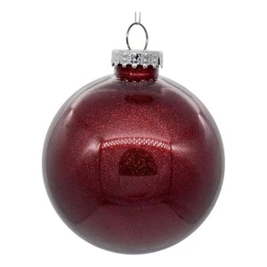Vickerman 3" Burgundy Glitter Clear Ball 12/bag - Picture 1 of 1