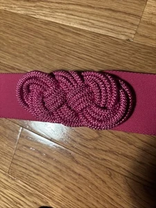 Damen Rosa Stretch Gürtel Dreifach Gewebte Schnalle 30 Zoll Metallhaken - Bild 1 von 2