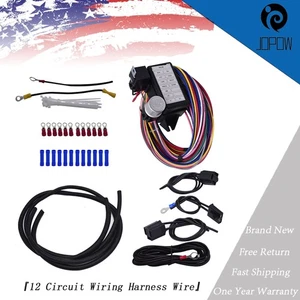 12 Circuit Universal Wire Harness Fit For Most Hot Rods 14 Fuse 12V Wiring Kit - Picture 1 of 11