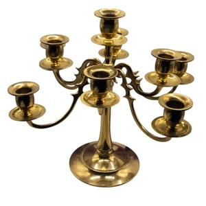 Candelabro vintage in ottone 9 candele 8 bracci portacandele - Foto 1 di 6