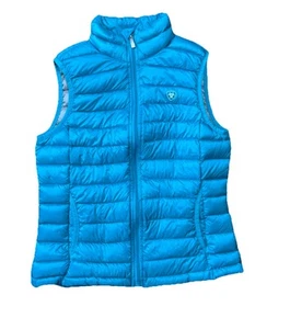 Ariat Ideal Down Vest Women’s Small Teal Packable Puffer Full Zip GUC - Picture 1 of 8