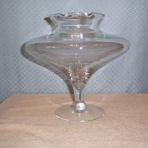 VTG PRINCESS HOUSE HAND BLOWN FLARED CRIMPED TOP CRYSTAL VASE/COMPOTE Retied - Picture 1 of 5