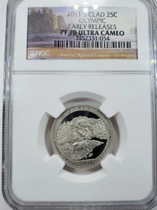 2011-S OLYMPIC CLAD PROOF QUARTER 25c EARLY RELEASES NGC PF70 ULTRA CAMEO - Picture 1 of 4