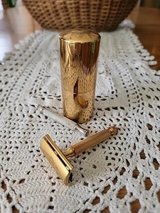 Vintage Gillette Gold Kugelkopf Rasierhobel mit Klinge & Etui extra Griff - Bild 1 von 17