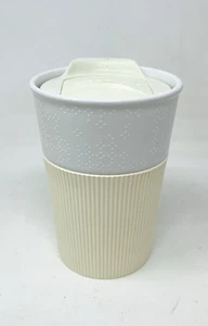 Starbucks Coffee Travel Mug White Cream Ceramic Silicone Sleeve Snowflake 2013 - Bild 1 von 10