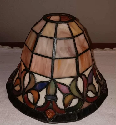 Винтажный витражный стеклянный шлаковый абажур в форме колокола в стиле Tiffany 5,75 дюйма L x 8,75 Вт - Изображение 1 из 3